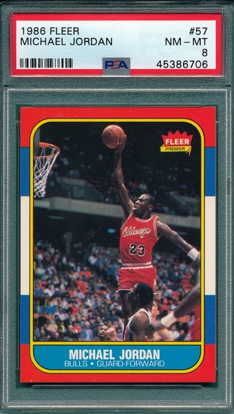 1986 Fleer #57 Michael Jordan PSA 8 *Rookie*