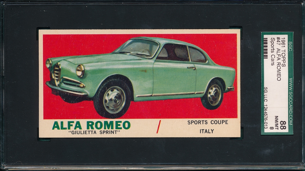 1961 Topps Sports Cars #47 Alfa Romeo SGC 88