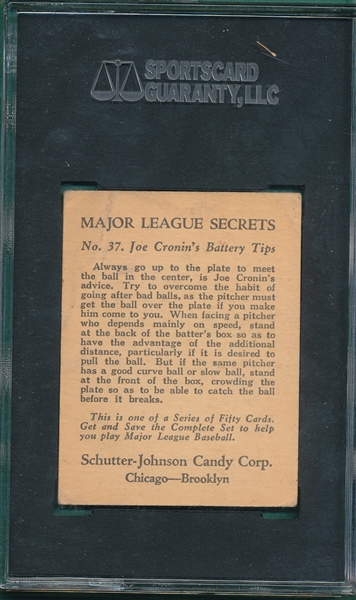 1935 Schutter-Johnson #37 Joe Cronin SGC 30