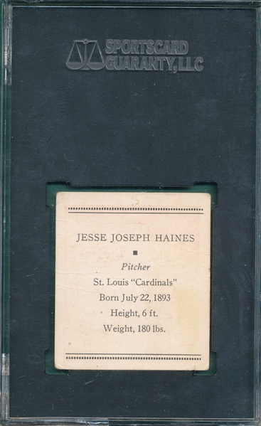 1933 R305 Jesse Haines Tattoo Orbit SGC 30