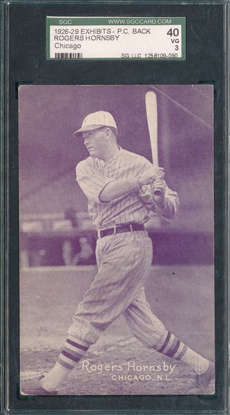 1926-29 Exhibits Rogers Hornsby SGC 40 *PC Back*