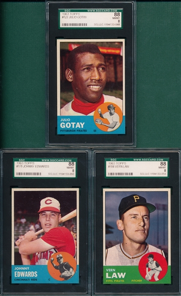 1963 Topps Lot of (5) W/ #184 Law SGC 88