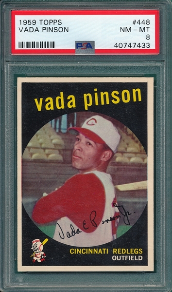 1959 Topps #448 Vada Pinson PSA 8