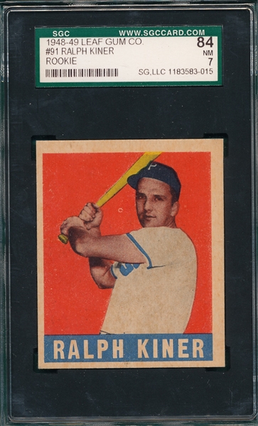 1948 Leaf #91 Ralph Kiner SGC 84 *Rookie*