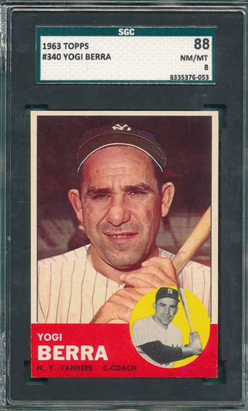 1963 Topps #340 Yogi Berra SGC 88