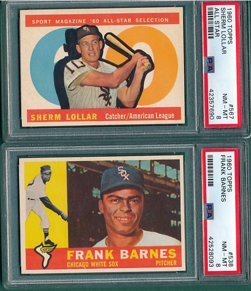 1960 Topps #538 Barnes & #567 Lollar, AS, Lot of (2) PSA 8 *Hi #*