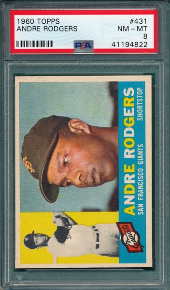 1960 Topps #431 Andre Rodgers PSA 8