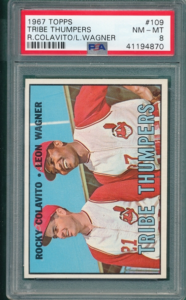 1967 Topps #109 Tribe Thumpers PSA 8