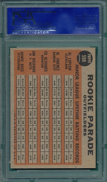 1962 Topps #598 Rookie Parade Outfielders PSA 7 *Hi #*