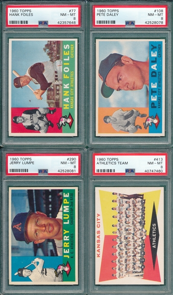 1960 Topps Lot of (4) W/ #77 Foiles PSA 8