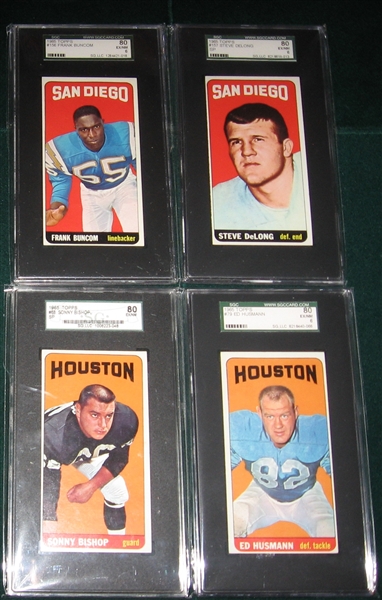 1965 Topps FB Lot of (6) W/ #168 Ron Mix SGC 80