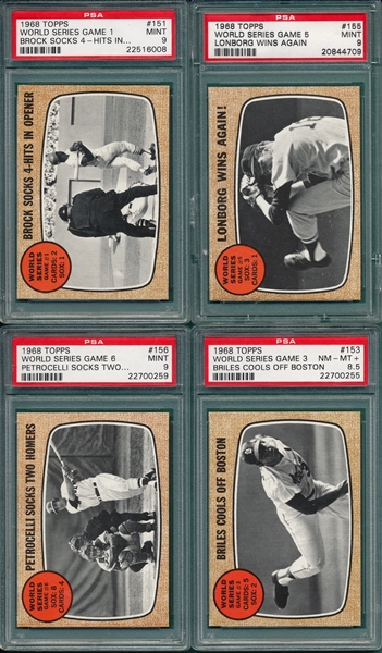 1968 Topps World Series Complete Subset, Lot of (8), W/ PSA 9