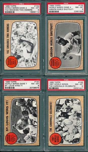 1968 Topps World Series Complete Subset, Lot of (8), W/ PSA 9