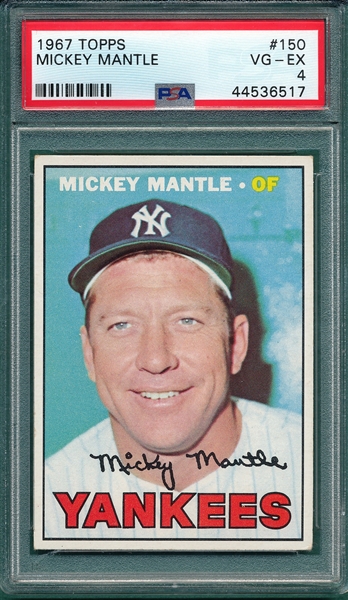1967 Topps #150 Mickey Mantle, PSA 4