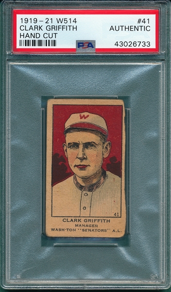 1919-21 W514 #41 Clark Griffith PSA Authentic