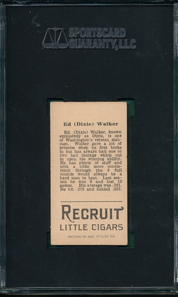 1912 T207 Walker Recruit Little Cigars SGC 60
