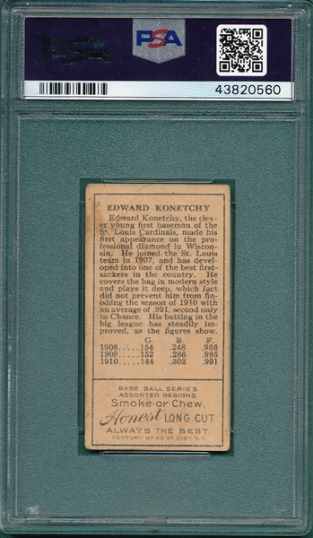 1911 T205 Konetchy Honest Long Cut PSA 3