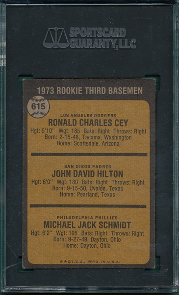 1973 Topps #615 Mike Schmidt SGC 5 *Rookie*