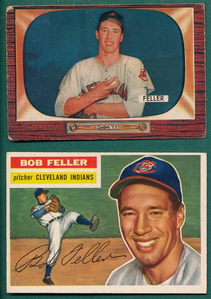 1955 Bowman & 1956 Topps Bob Feller, Lot of (2)