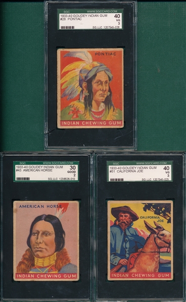 1933-40 Goudey Indian Gum Lot of (13) W/ #59 Wild Bill SGC 