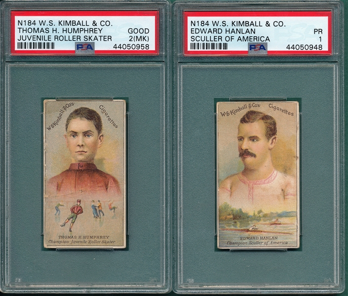1888 N184 Hanlan & Humphrey, Lot of (2), W. S. Kimball & Co. PSA 