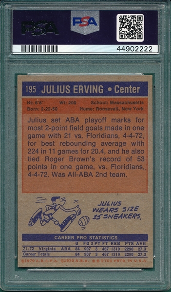 1972 Topps BSKT #195 Julius Erving PSA 5 *Rookie*