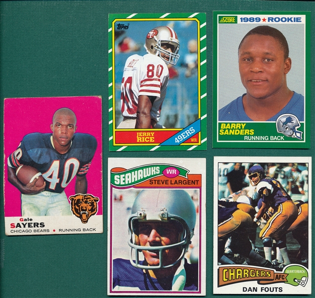1969-89 Football HOF Rookies, Lot of (5) W/ 86 Topps Jerry Rice