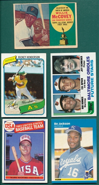 1960-87 Topps Rookies, Lot of (5) W/ 1960 McCovey