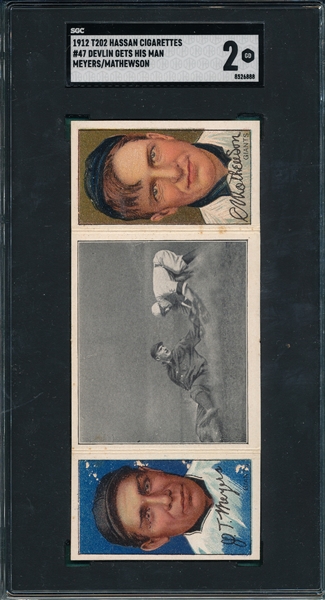 1912 T202 Devlin Gets His Man, Meyers/Mathewson, Hassan Cigarettes, SGC 2