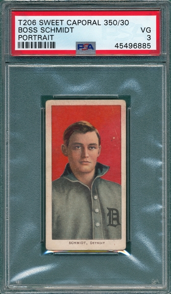 1909-1911 T206 Schmidt, Portrait, Sweet Caporal Cigarettes PSA 3