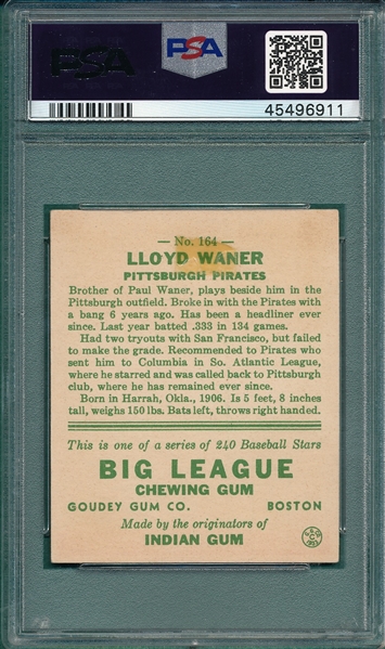 1933 Goudey #164 Lloyd Waner PSA 2