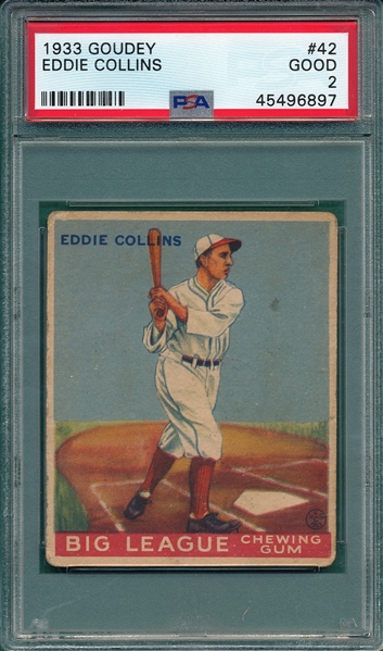 1933 Goudey #42 Eddie Colins PSA 2