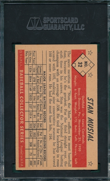 1953 Bowman Color #32 Stan Musial SGC 4.5
