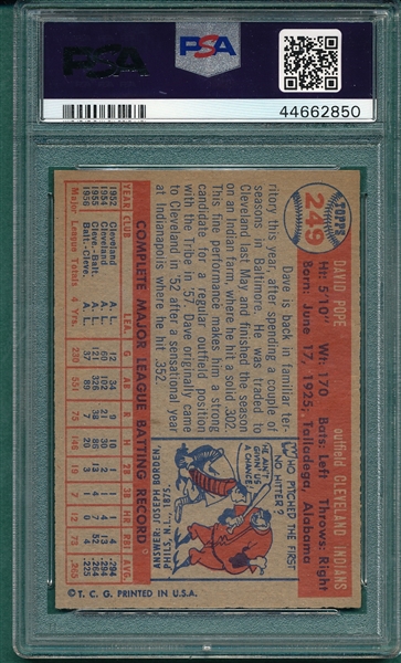 1957 Topps #249 Dave Pope PSA 9 *MINT*