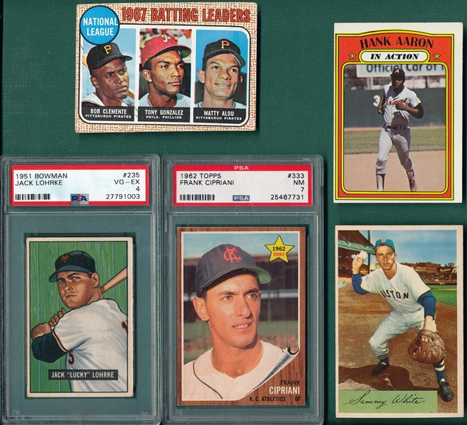 1951-72 Bowman/Topps Lot of (5) W/ Aaron