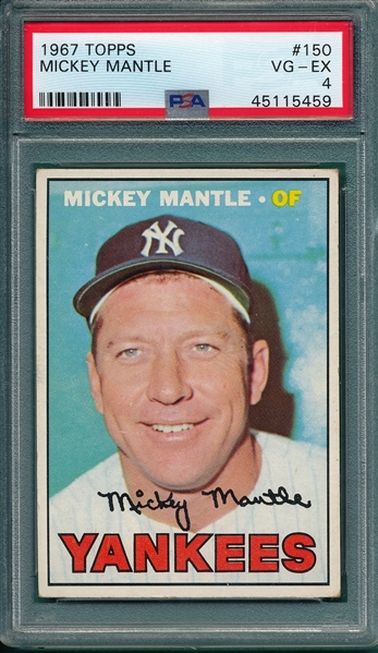 1967 Topps #150 Mickey Mantle, PSA 4