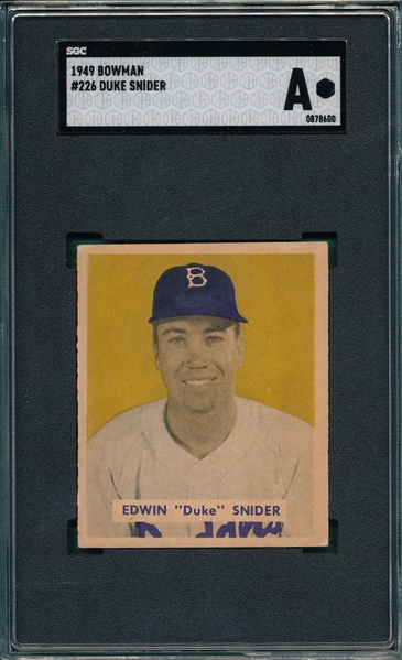 1949 Bowman #226 Duke Snider SGC Authentic *Hi #* *Rookie*
