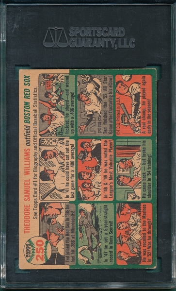 1954 Topps #250 Ted Williams SGC 55