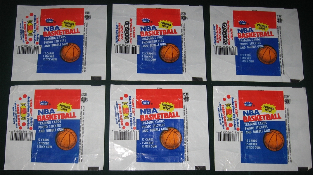 1986 Fleer Basketball Wrappers Lot of (6)