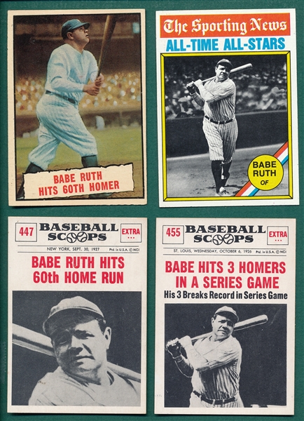 1961-90s Lot of (15) Babe Ruth Cards
