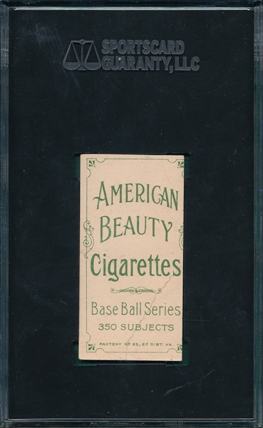 1909-1911 T206 Moriarty American Beauty Cigarettes SGC Authentic