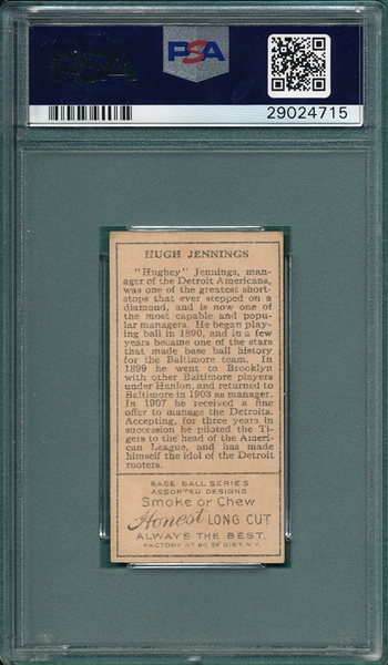 1911 T205 Jennings Honest Long Cut PSA 4.5