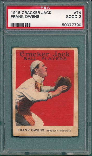 1915 Cracker Jack #74 Frank Owens PSA 2 *Federal League*