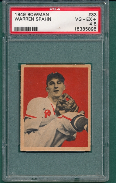 1949 Bowman #33 Warren Spahn PSA 4.5