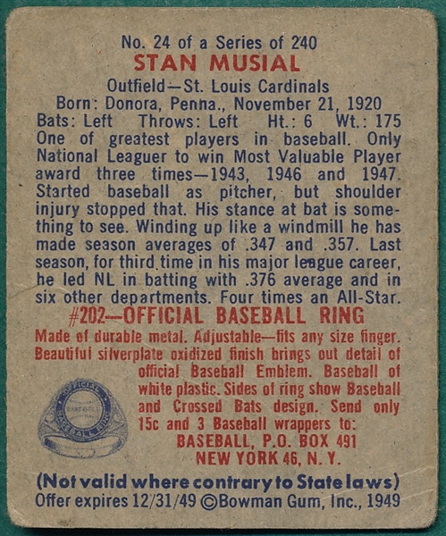 1949 Bowman #24 Stan Musial 