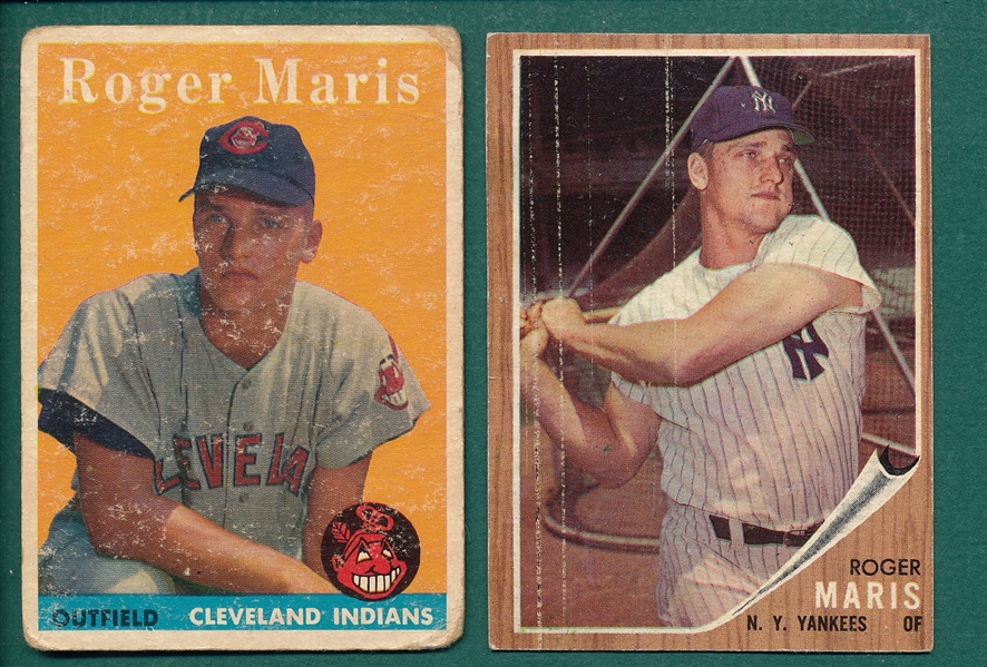 1958 & 1962 Topps Roger Maris, Lot of (2), *Rookie*