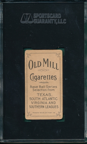1909-1911 T206 Guiheen Old Mill Cigarettes SGC 40 *Southern Leaguer*