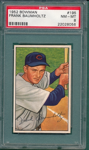 1952 Bowman #195 Frank Baumholtz PSA 8