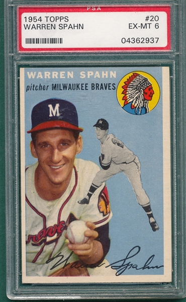 1954 Topps #20 Warren Spahn PSA 6