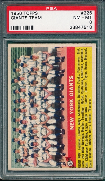 1956 Topps #226 Giants Team PSA 8